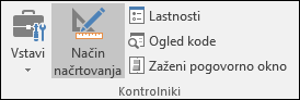 Možnost »Način načrtovanja« na traku