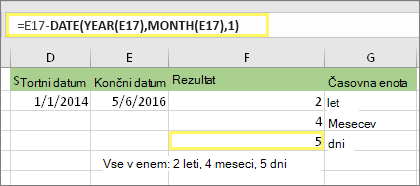 =DATEDIF(D17,E17,md) in rezultat: 5