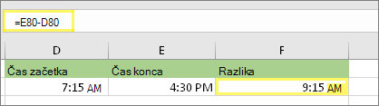 =E80-D80 in rezultat: 9:15 AM