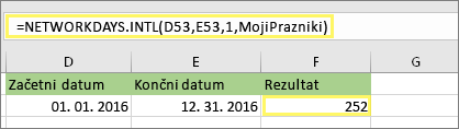 =NETWORKDAYS. INTL(D53,E53,1,MyHolidays) in rezultat: 252