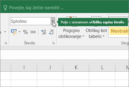 Seznamsko polje »Oblika zapisa števil«