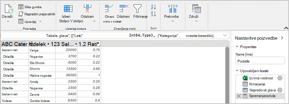 urejevalnik Power Query