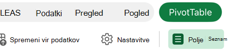 Slika gumba seznama polj na zavihku »Vrtilna tabela« v napravi iPad