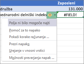 Prezri napako #FIELD!