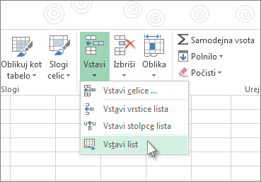 Vstavljanje celic