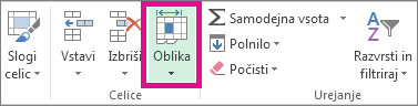 Na zavihku »Osnovno« kliknite »Oblika«
