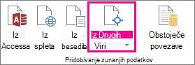 Gumb »Iz drugih virov« na zavihku »Podatki«