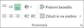 Skupina »Poravnava« na zavihku »Osnovno«