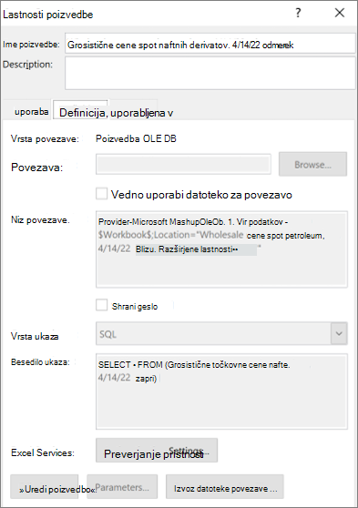 Lastnosti povezave