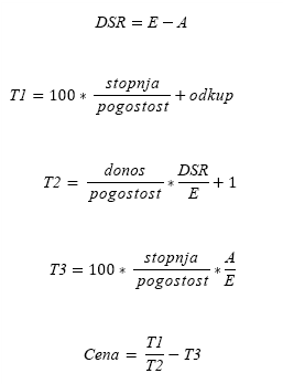 Formula PRICE, ko je N <= 1