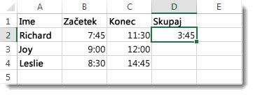 Če želite dobiti pretečeni čas, odštejete en čas od drugega