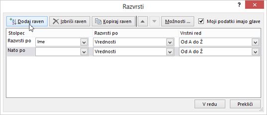 Kliknite »Dodaj raven«.