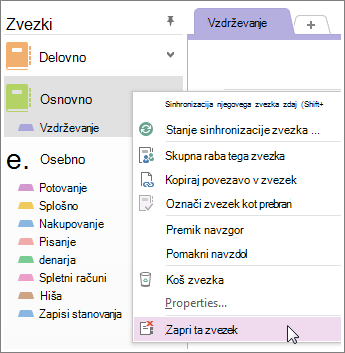 Če zvezka ne potrebujete več, ga lahko zaprete.