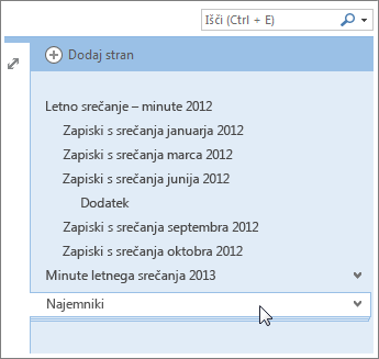 Stranmi s podstranmi je mogoče strniti ali razširiti.