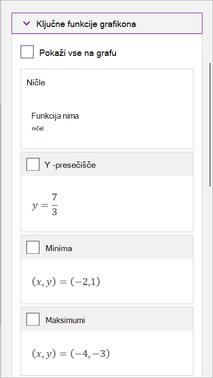 Zapisovanje matematične enačbe v programu OneNote za Windows 10
