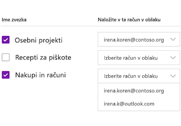 Nalaganje zvezkov v račun v oblaku