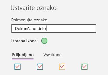 Ustvarjanje oznake po meri v OneNotu za Windows 10