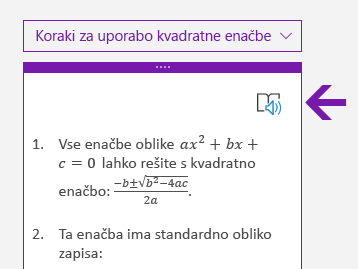 Ikona Potopnega bralnika v podoknu za matematiko v OneNotu za Windows 10