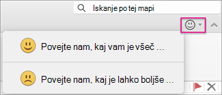 Kliknite možnost, da posredujete povratne informacije.