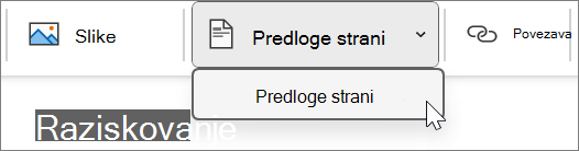 Predloge strani, ki jih najdete na zavihku Vstavljanje