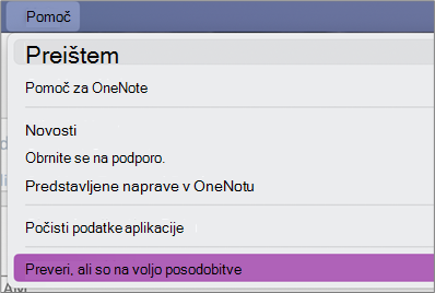 Preveri, ali so na voljo Posodobitve
