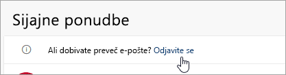 Posnetek zaslona gumba za odjavo