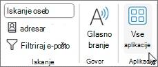 Gumb »Vsi programi« v Outlooku za Windows