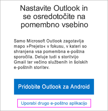 Kliknite povezavo, da omogočite sinhronizacijo.