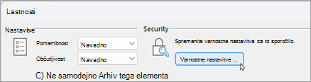 Izberite varnostne nastavitve