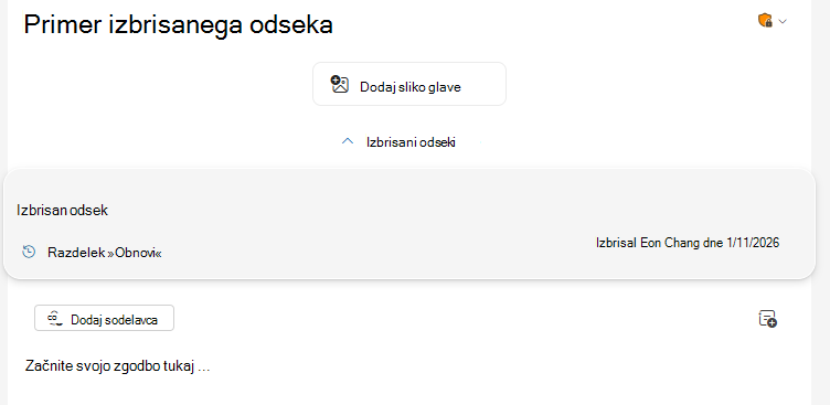 Stikalo »Deleted Section« najdete na vrhu izdaje
