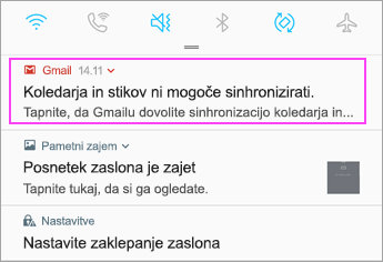 Odprite vrstico z obvestili