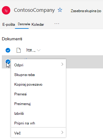 Prikaz možnosti »Izbriši in preimenuj datoteko«