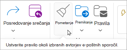 Na traku izberite Čiščenje