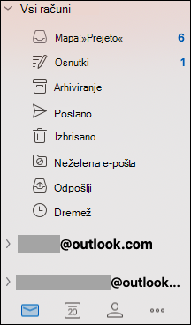 Poenotena mapa »Prejeto« v Outlooku za Mac.