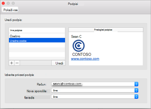 Outlook Preferences Signatures page