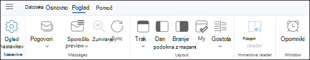 Zavihek Pogled v novem Outlooku za Windows