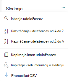 Razvrščanje in iskanje udeležencev