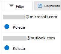 Na traku izberite skupno rabo koledarja