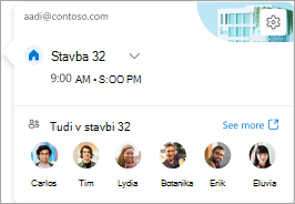 Posnetek zaslona dnevne kartice, ki prikazuje, kdo še dela na tej lokaciji