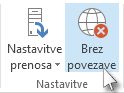 Ukaz »Delo brez povezave« na traku