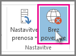 Posnetek zaslona gumba »Delo brez povezave« v programu Outlook 2013.