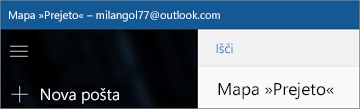 Videz traku, če uporabljate aplikacijo Pošta za Windows 10.