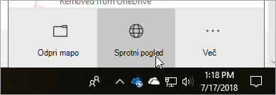Posnetek zaslona gumba »Sprotni pogled«