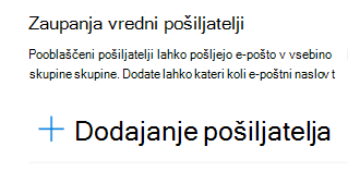 E-poštni naslov lahko dodate na seznam zaupanja vrednih pošiljateljev.