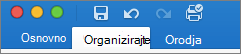Zavihek Organiziraj