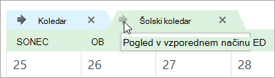 Kliknite puščico Pogled v vzporednem načinu
