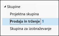 Skupine v levi vrstici za krmarjenje