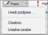 Meni »Podpis«