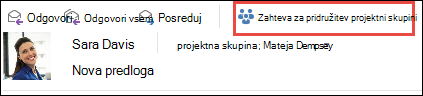 zahteva za pridružitev skupini prek e-pošte