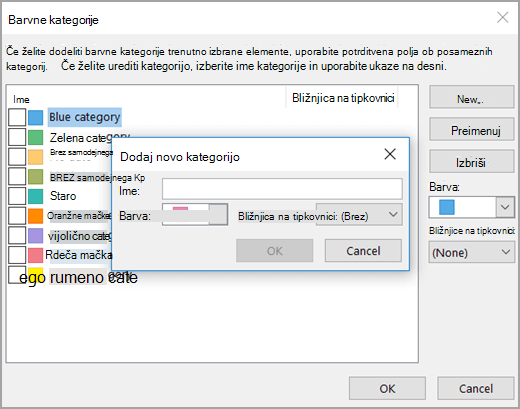 Okno »Dodaj novo kategorijo«
